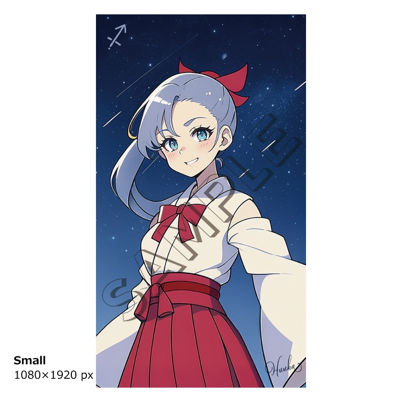 【12星座娘】射手座の守護巫女 ─ 推し守護巫女シリーズ第4弾! │ スマホ壁紙サイズ