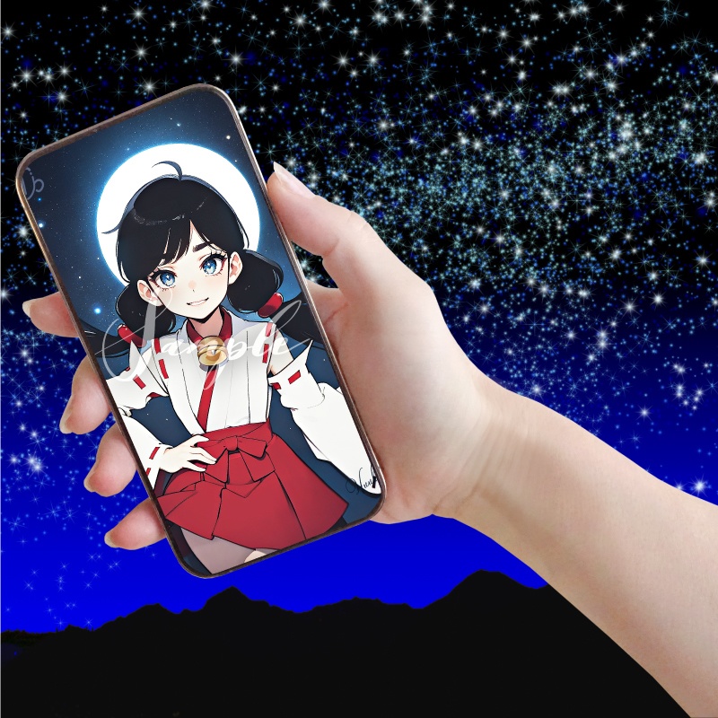 【12星座娘】山羊座の守護巫女 ─ 推し守護巫女シリーズ第10弾! │ スマホ壁紙サイズ