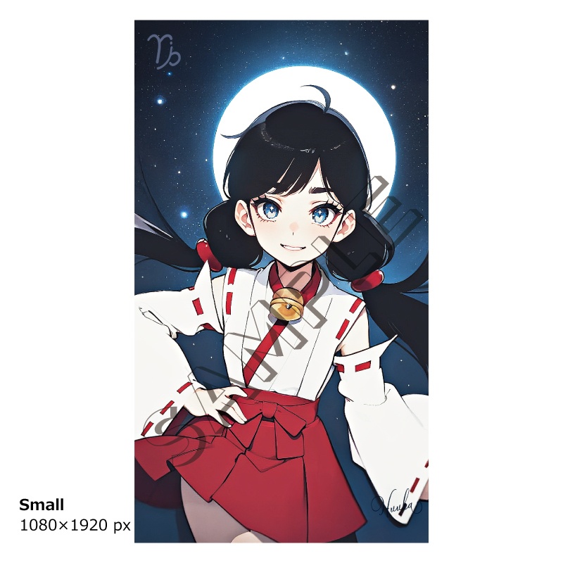 【12星座娘】山羊座の守護巫女 ─ 推し守護巫女シリーズ第10弾! │ スマホ壁紙サイズ