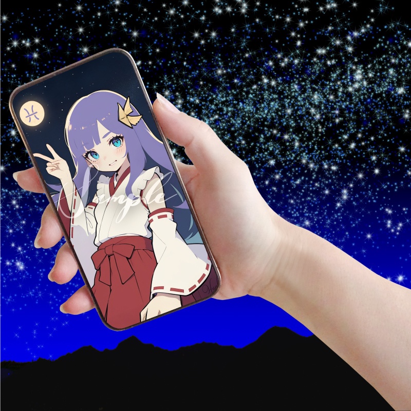 【12星座娘】魚座の守護巫女 ─ 推し守護巫女シリーズ第12弾！ │ スマホ壁紙サイズ