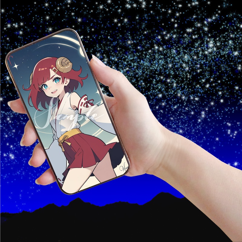 【12星座娘】牡羊座 の守護巫女 ─ 推し守護巫女シリーズ第1弾！ │ スマホ壁紙サイズ