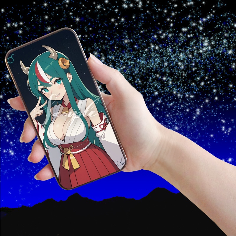 【12星座娘】牡牛座 の守護巫女 ─ 推し守護巫女シリーズ第2弾! │ スマホ壁紙サイズ
