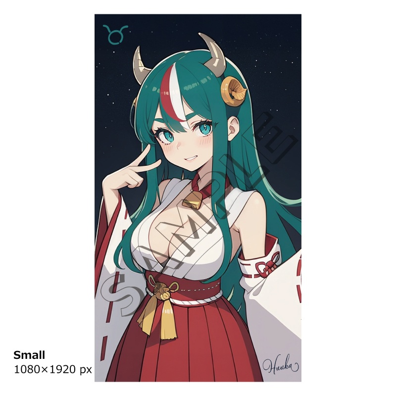 【12星座娘】牡牛座 の守護巫女 ─ 推し守護巫女シリーズ第2弾! │ スマホ壁紙サイズ