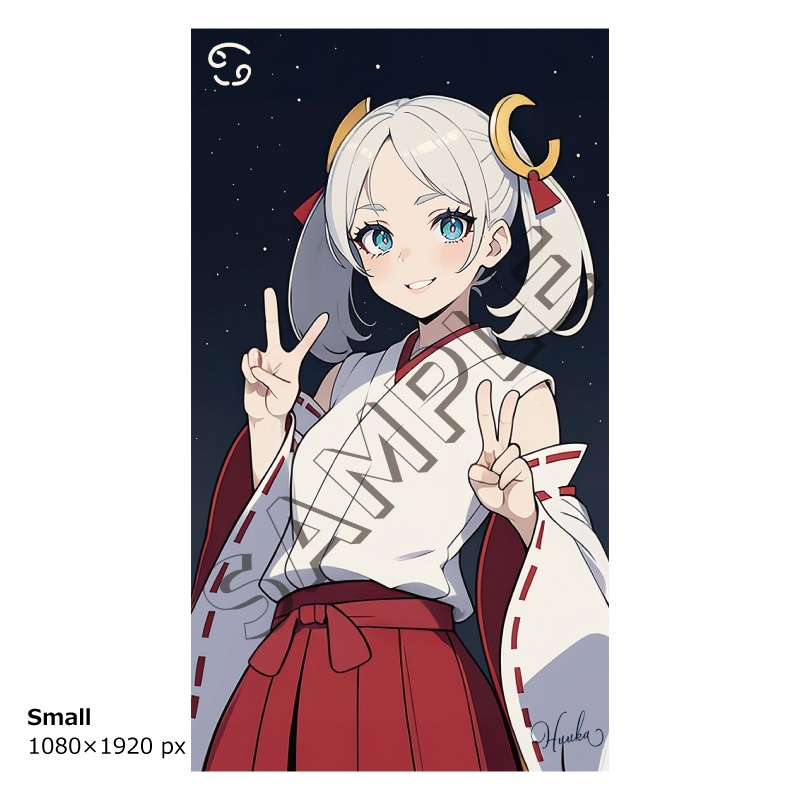 【12星座娘】蟹座の守護巫女 ─ 推し守護巫女シリーズ第11弾! │ スマホ壁紙サイズ