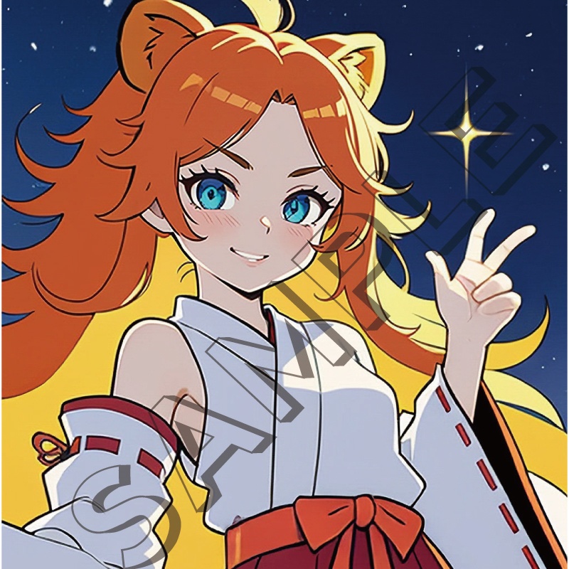 【12星座娘】獅子座の守護巫女 ─ 推し守護巫女シリーズ第12弾! │ スマホ壁紙サイズ