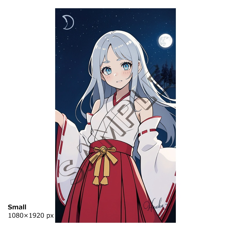 【守護惑星娘】月の巫女 ─ 想いを照らす守護惑星シリーズ第2弾 │ スマホ壁紙サイズ