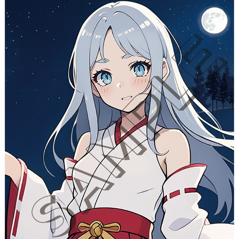 【守護惑星娘】月の巫女 ─ 想いを照らす守護惑星シリーズ第2弾 │ スマホ壁紙サイズ