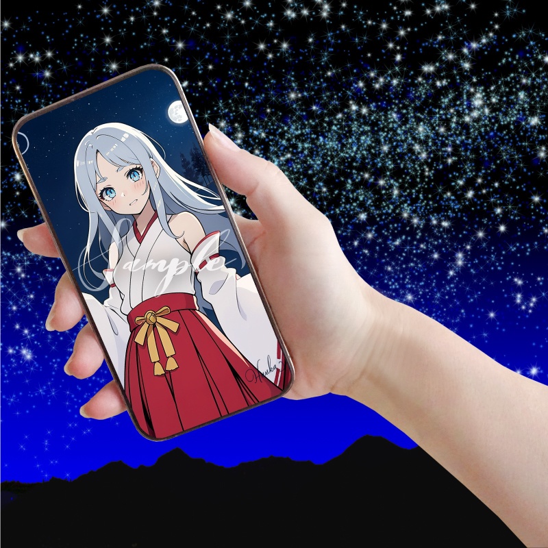 【守護惑星娘】月の巫女 ─ 想いを照らす守護惑星シリーズ第2弾 │ スマホ壁紙サイズ