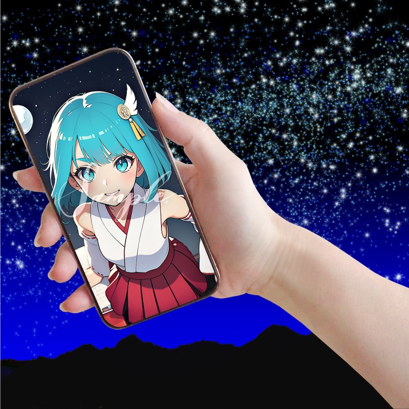 【守護惑星娘】水星の巫女 ─ 知性をつなぐ守護惑星シリーズ第3弾 │ スマホ壁紙サイズ