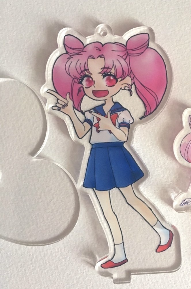 ちびうさアクスタキーホルダー(ピンクボールチェーン)