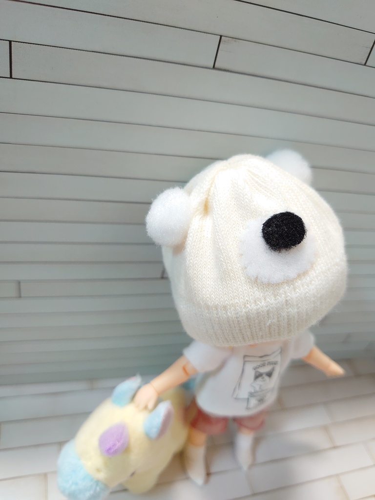 ねんどろいどどーる 5インチ ニット帽 帽子 オビツ11 しろくま