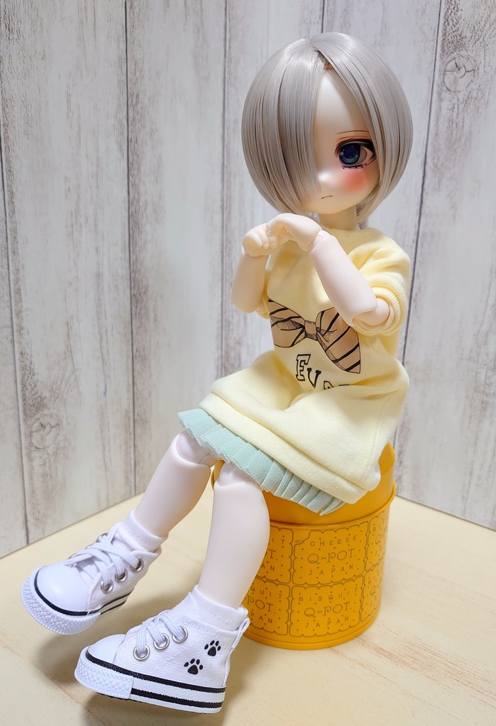 半袖カットソーワンピース/リボン柄