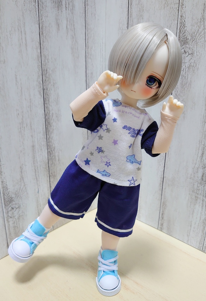 ラメ入サメさんTシャツ&マリンズボン