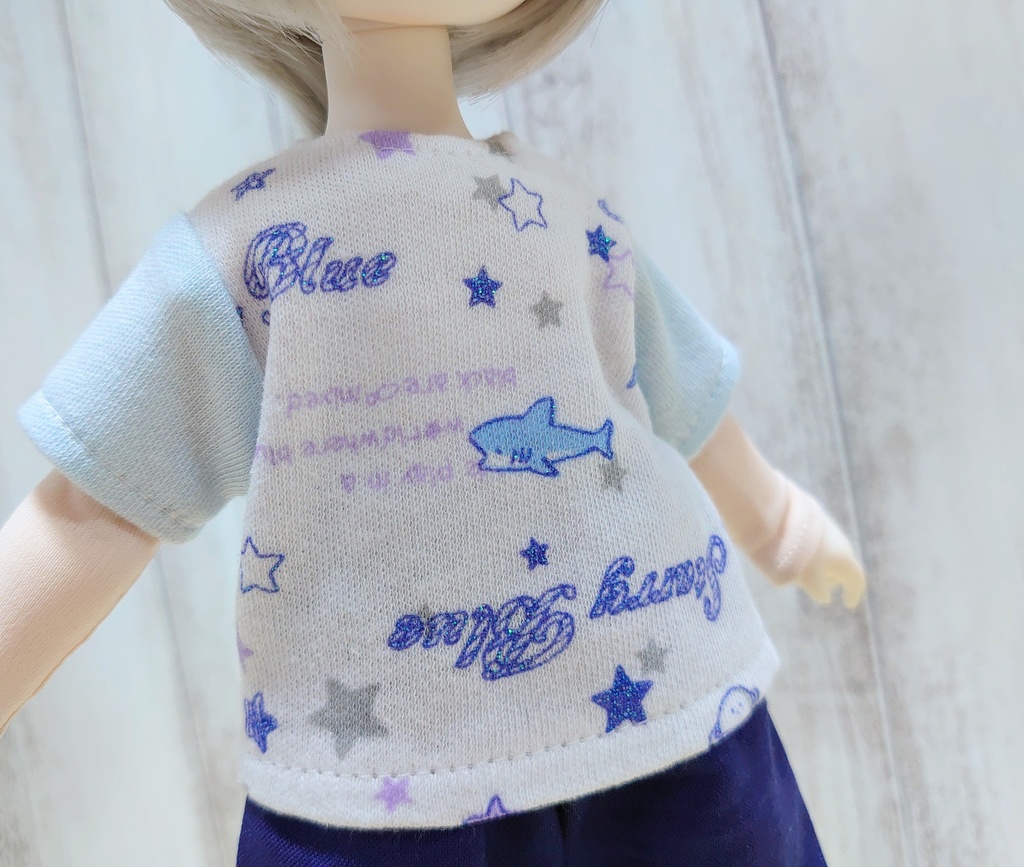 ラメ入サメさんTシャツ&マリンズボン