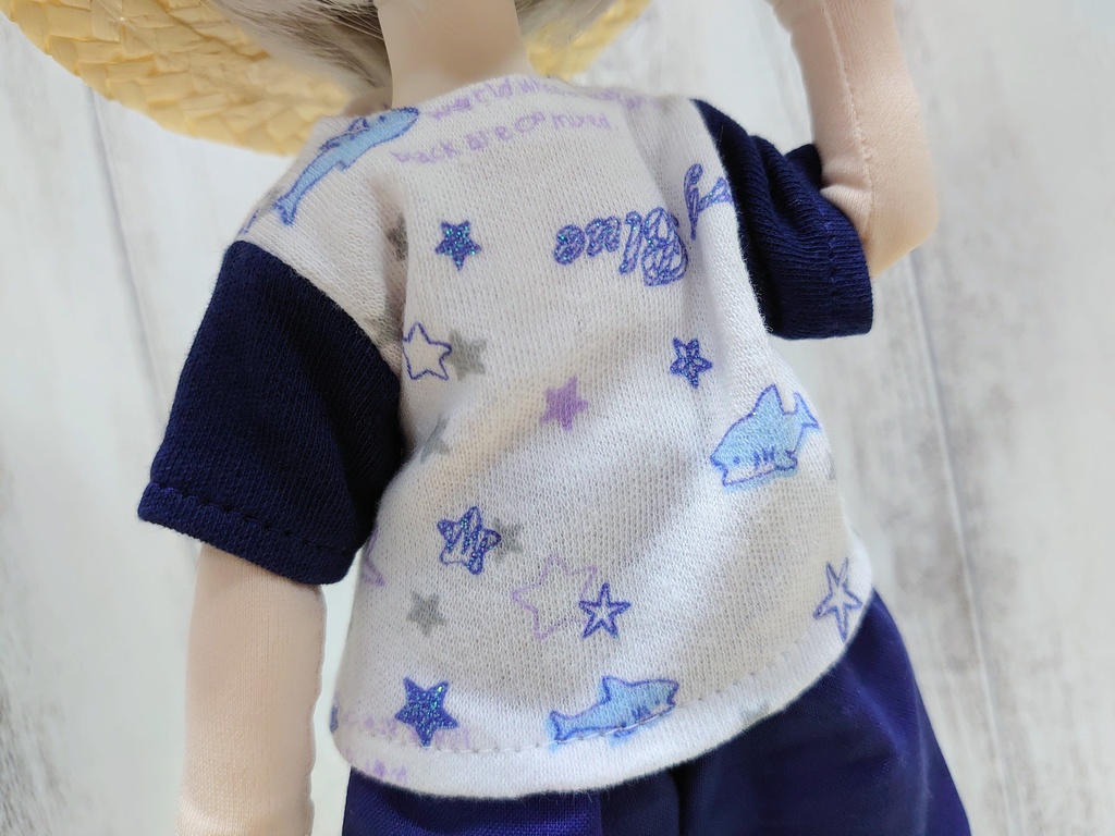 ラメ入サメさんTシャツ&マリンズボン