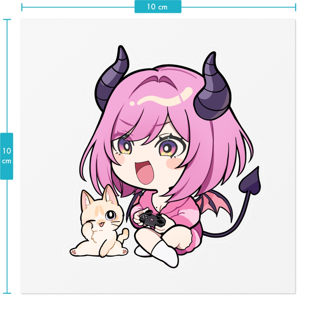 勝利を確信する愛乃しおみとリフのクリアステッカー