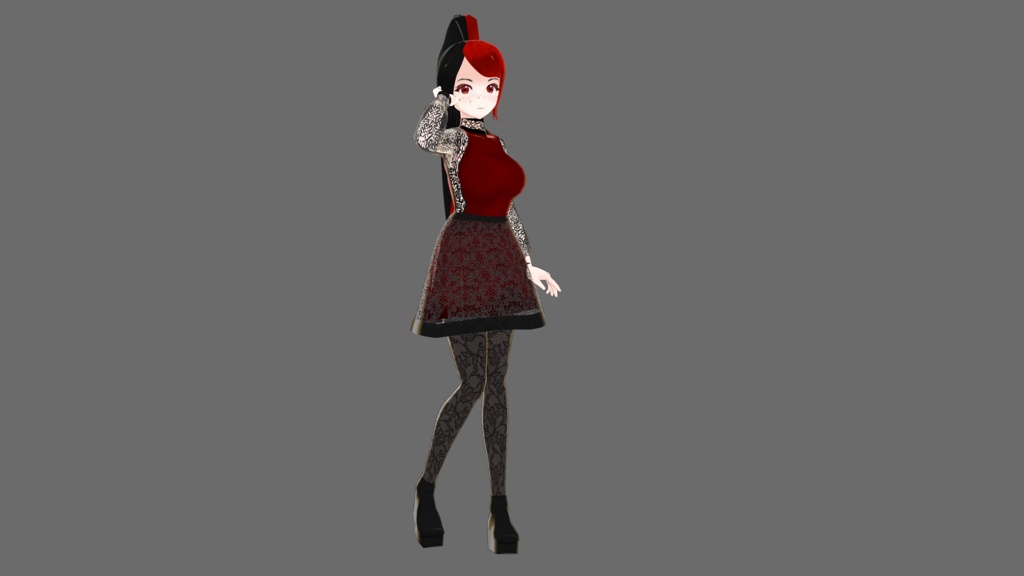 3D Vroid Model - Black N Red