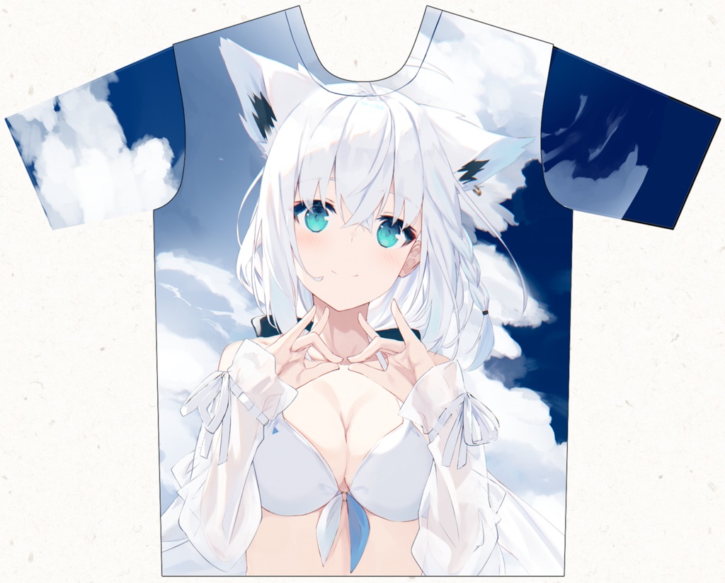 受注生産】C100 白上フブキフルグラTシャツ - white fox - BOOTH