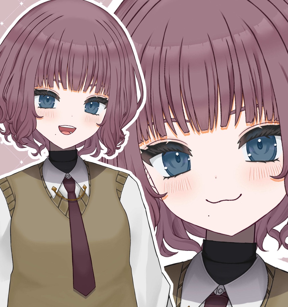 【汎用モデル】ふわ赤髪ちゃん【表情差分22種/色変え可】