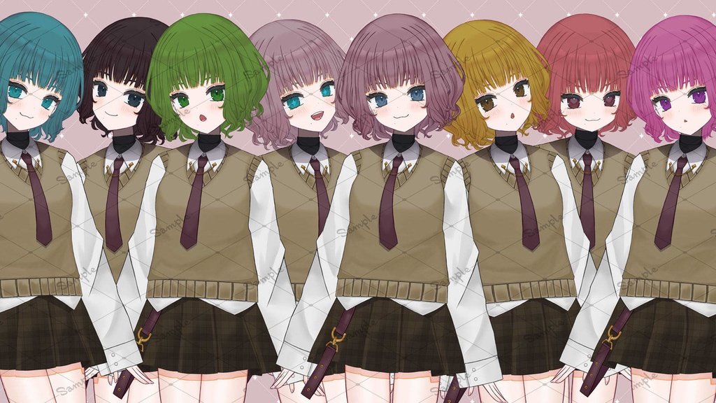 【汎用モデル】ふわ赤髪ちゃん【表情差分22種/色変え可】