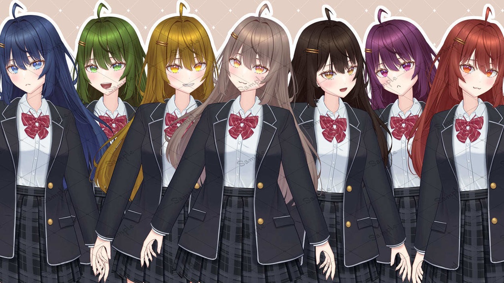 【汎用モデル】制服の女の子【差分31種/色変え可】