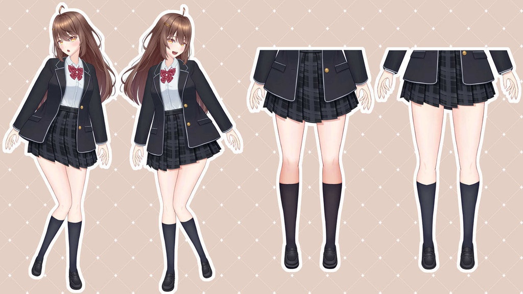 【汎用モデル】制服の女の子【差分31種/色変え可】