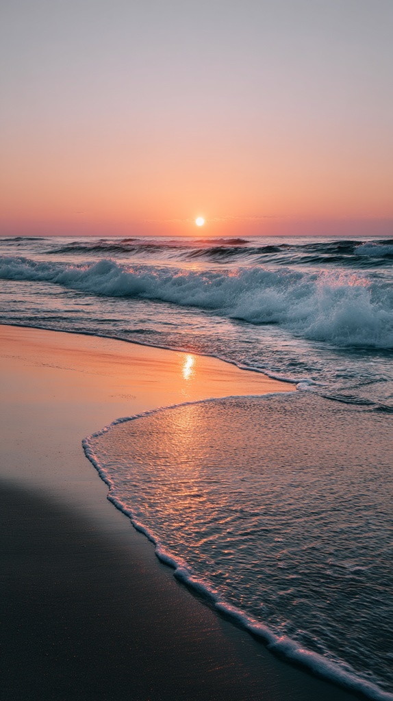 朝焼けの海辺 壁紙コレクションVol.1|スマホ壁紙4枚セット(9:16)