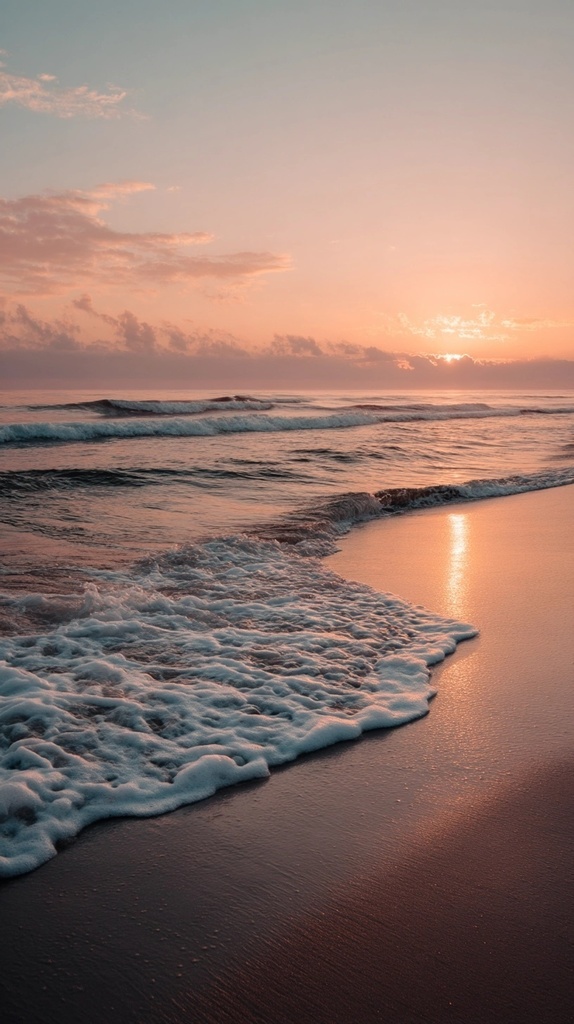 朝焼けの海辺 壁紙コレクションVol.1|スマホ壁紙4枚セット(9:16)