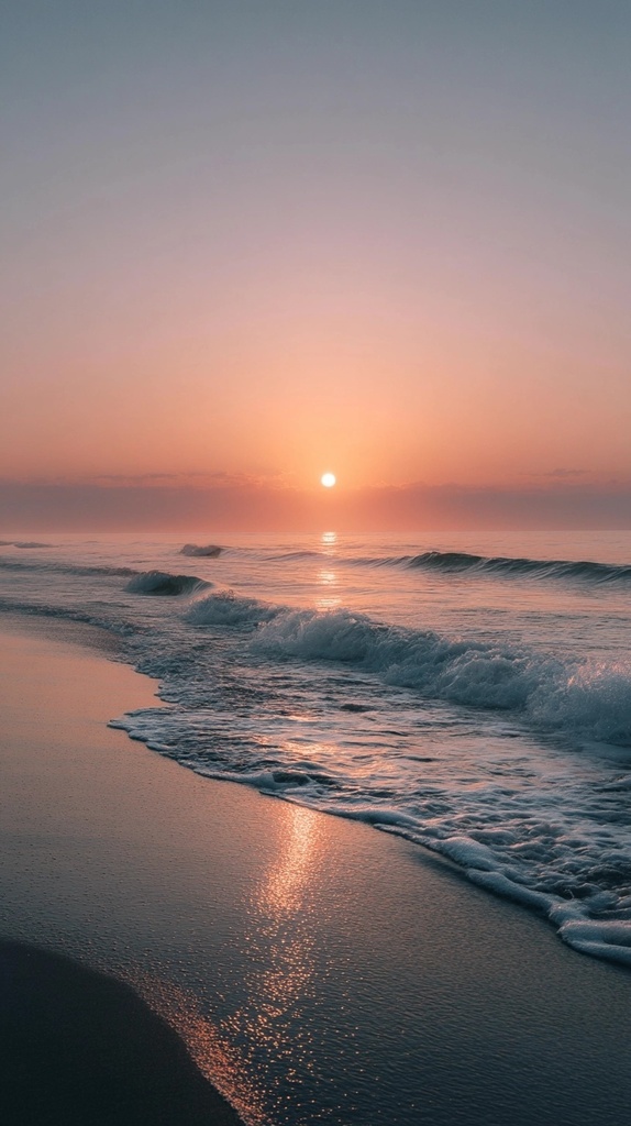 朝焼けの海辺 壁紙コレクションVol.1｜スマホ壁紙4枚セット（9:16）