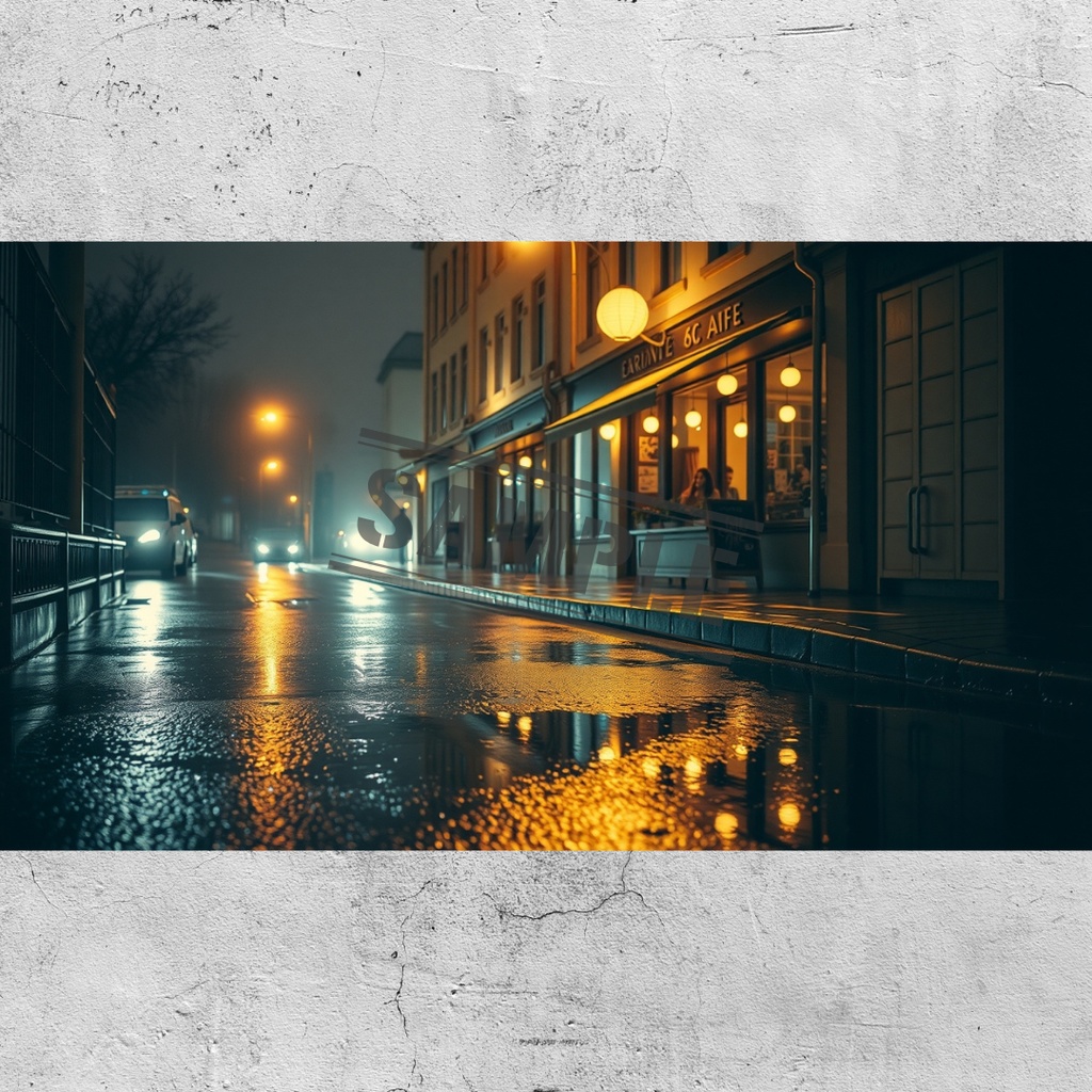 雨上がりの夜景×ネオン反射 Pro|AI背景素材10枚【商用可】Vol.1