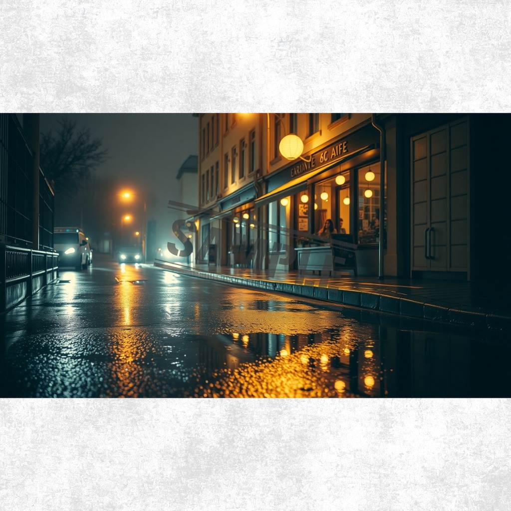 雨上がりの夜景×ネオン反射 Free | AI背景素材3枚【個人利用向け】