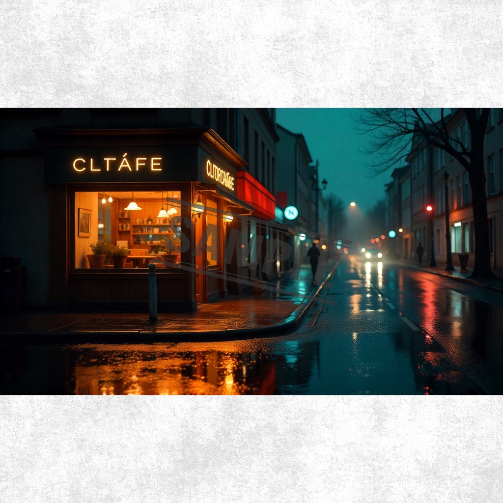 雨上がりの夜景×ネオン反射 Free | AI背景素材3枚【個人利用向け】