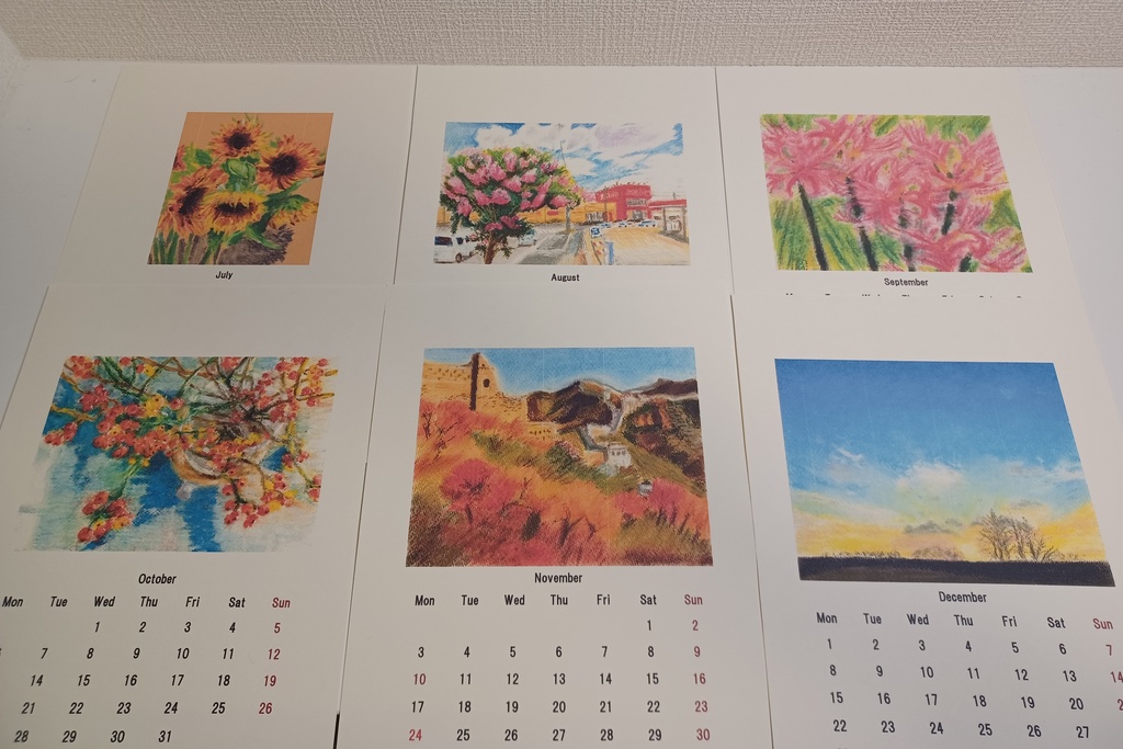 パステル画卓上カレンダー2025年(データ販売)