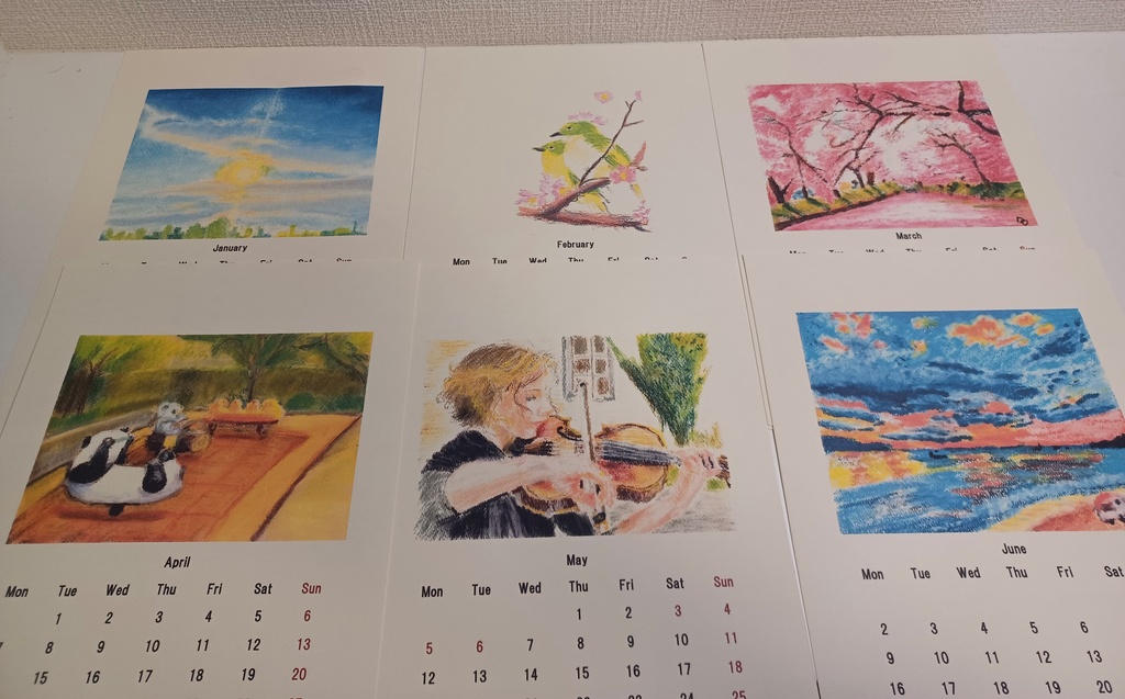 パステル画卓上カレンダー2025年(データ販売)