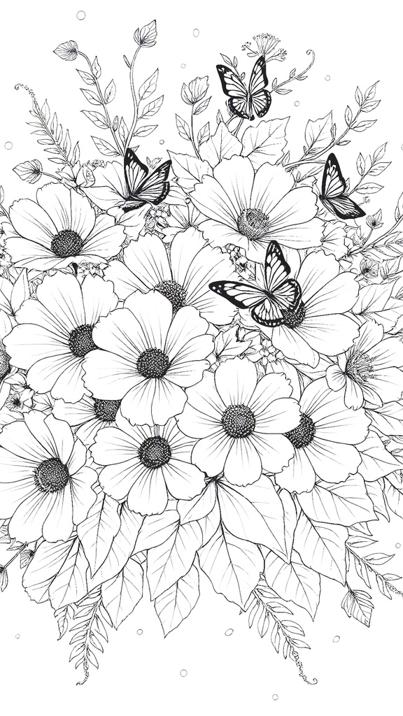 花語りぬりえ ―幻想の四季彩― Vol.1(大人向け塗り絵PDF)