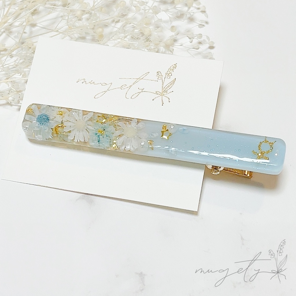 [Milk Blue] ミルクブルー ラメ有り 水星 ヘアクリップ