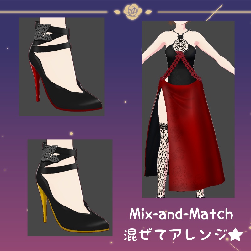 Vroid 夜の薔薇セット NightRose Set