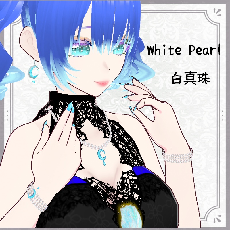 Vroid【Free / 無料】月の雫イヤリング Moon Drop Earring