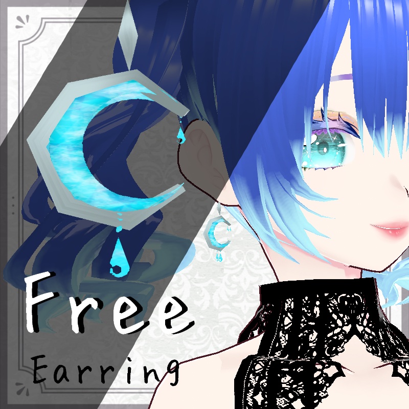Vroid【Free / 無料】月の雫イヤリング Moon Drop Earring