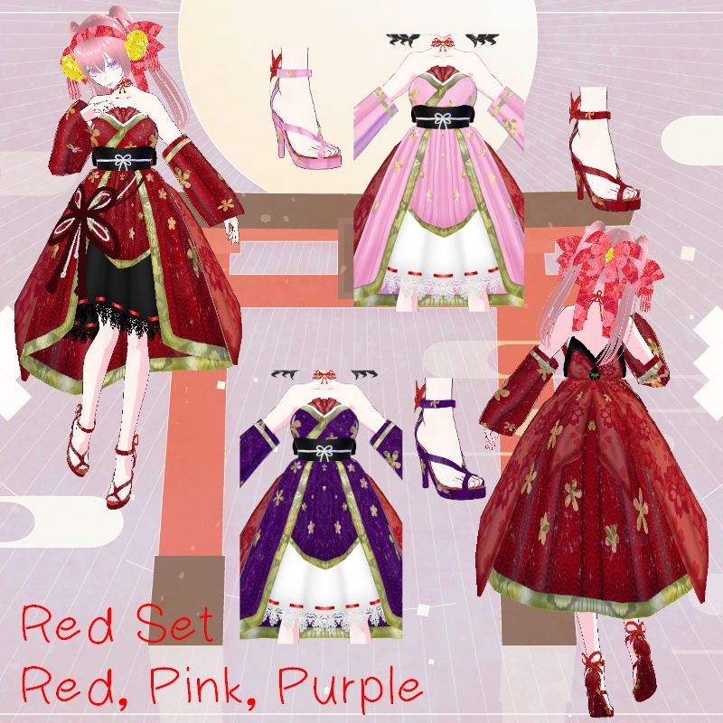 Vroid 和のドレスセット Kimono Dress SET