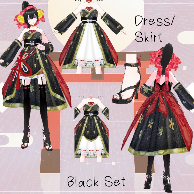 Vroid 和のドレスセット Kimono Dress SET