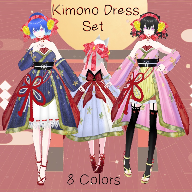 Vroid 和のドレスセット　Kimono Dress SET