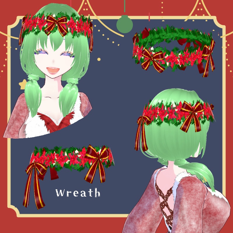 VRoid【Free / 無料】ポインセチアのリース poinsettia wreath