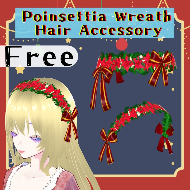 VRoid【Free / 無料】ポインセチアのリース poinsettia wreath