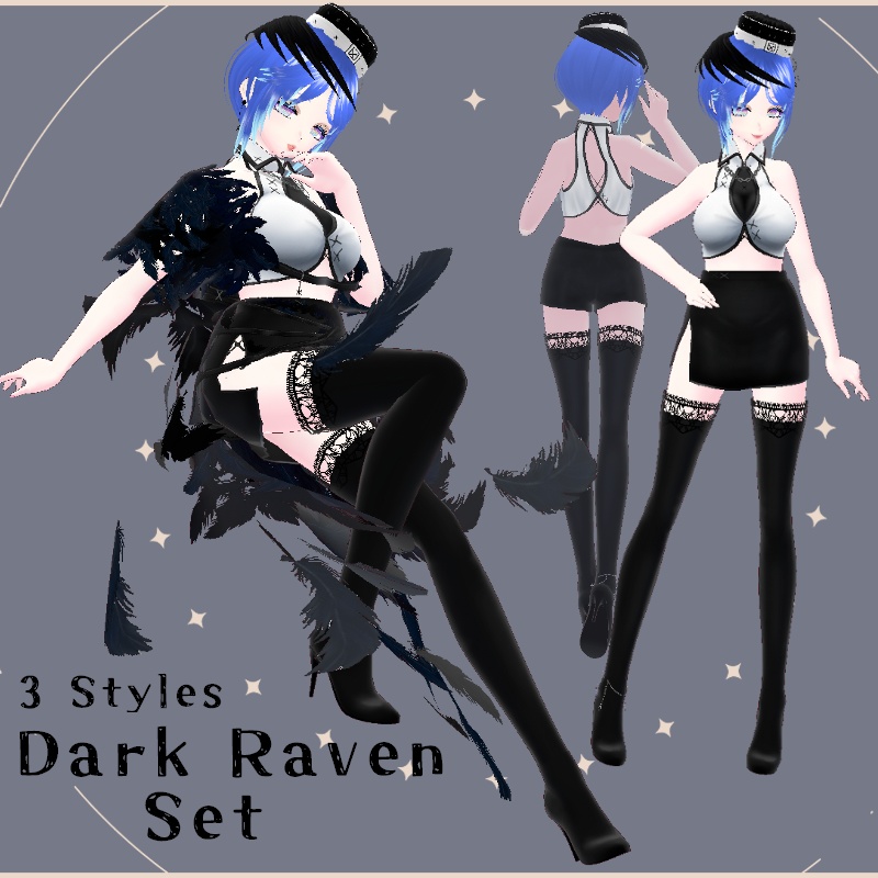 VRoid 黒鴉 セット Dark Raven Set
