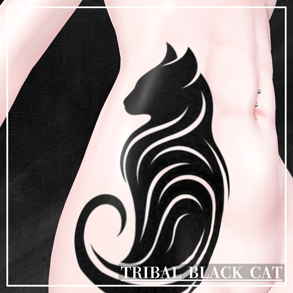 【Free】Tribal Black Cat Tattoo【VRChat】