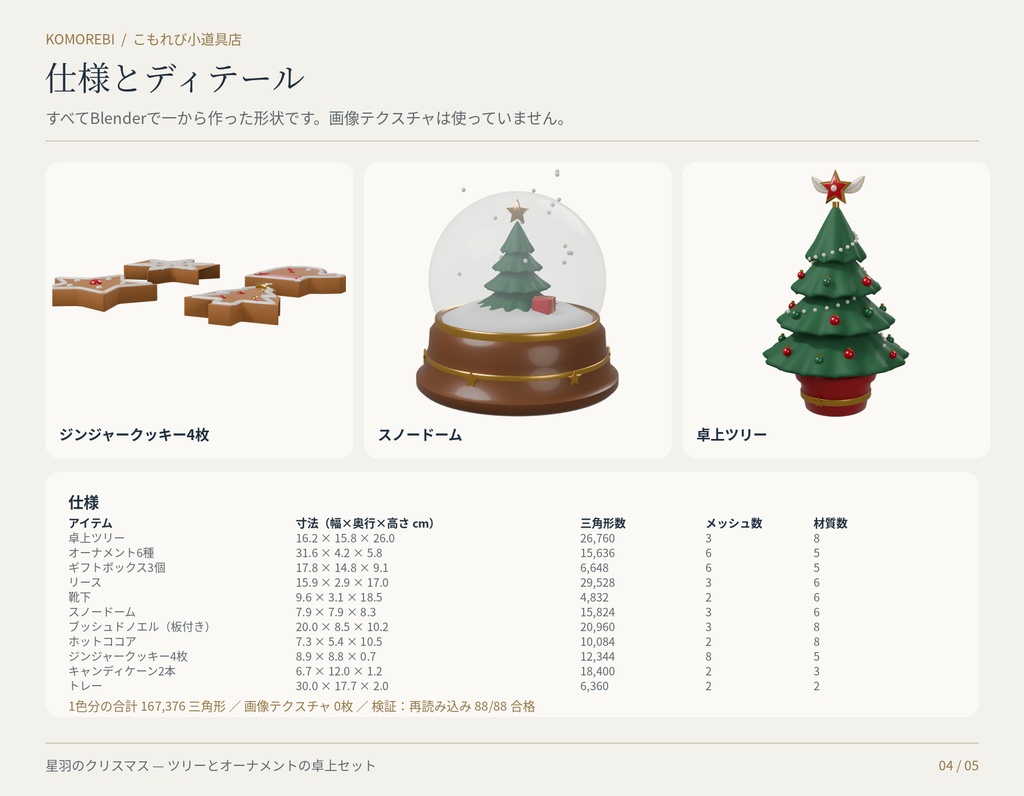 【4色11点】星羽のクリスマス|ツリー・オーナメントの3D小物セット(配信/サムネイル/撮影用)
