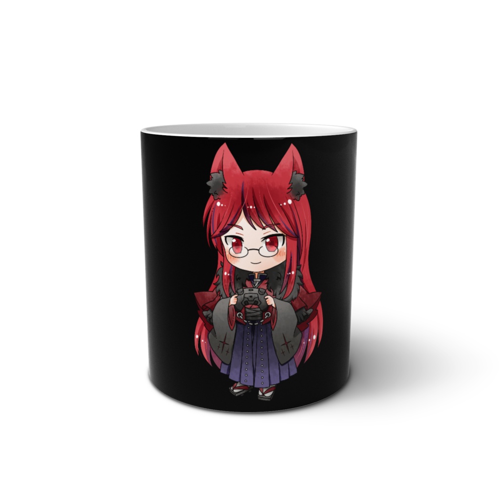 おやきもちの黒いマグカップ