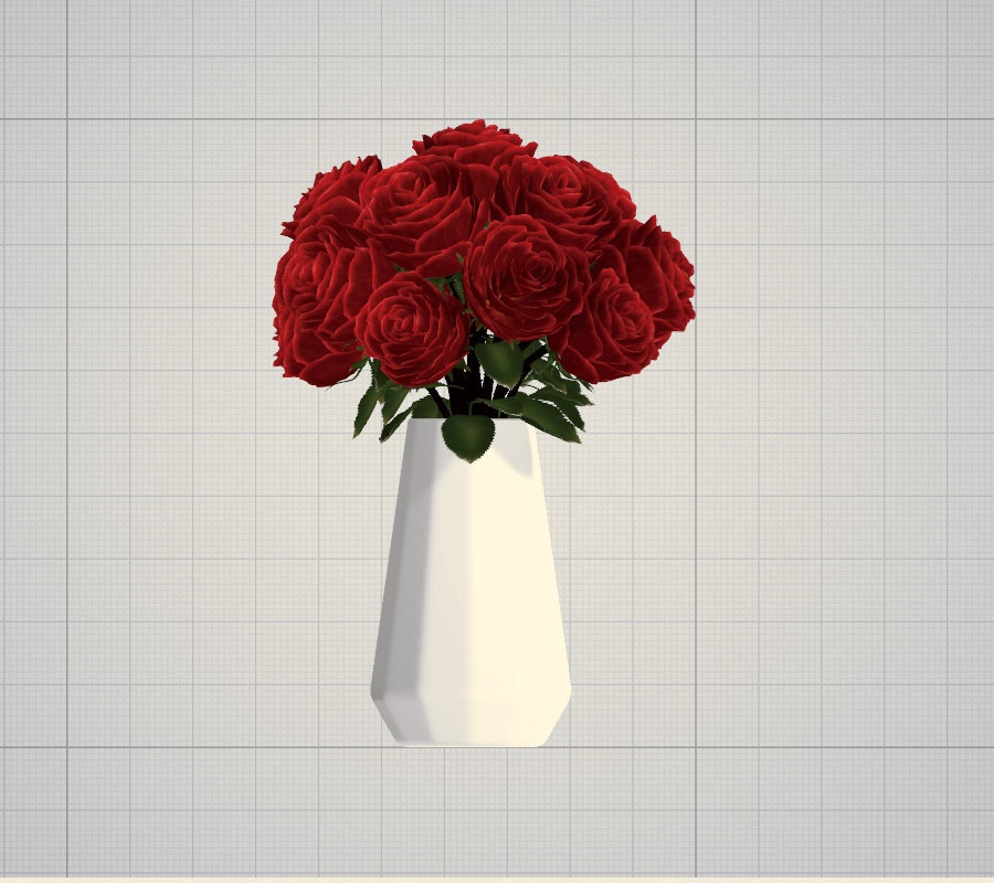 3d   花瓶　薔薇