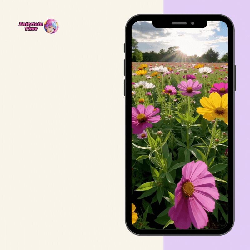 A vibrant flower field with colorful flowers